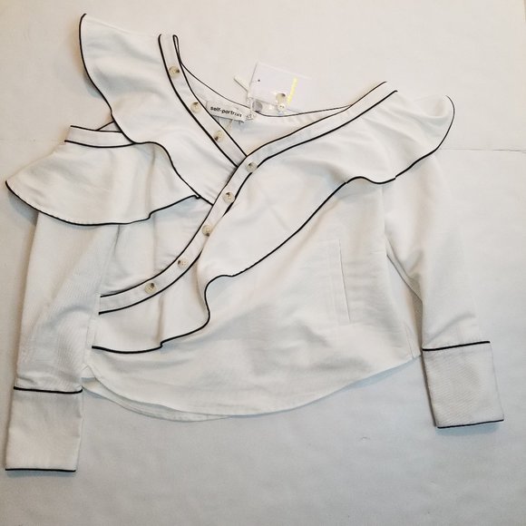 Self-Portrait White Ruffled Top - Picture 1 of 3